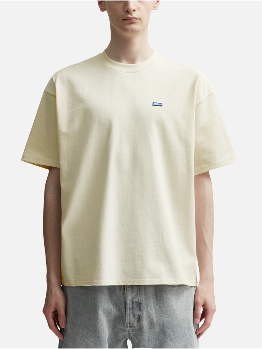 Metalwood Studio Mini Metal Logo Heavyweight T-shirt Mens Size Small Cream Beige